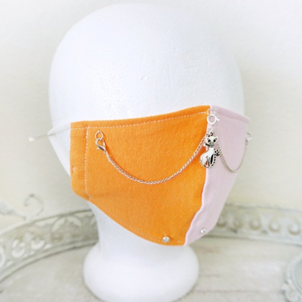 Orange/Pink Alley Cat Face Mask